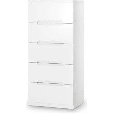 Julian Bowen Manhattan High Gloss 5-Drawer Narrow Chest, Wood, White