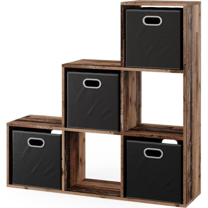 Vicco Stair Shelf Standing Bookcase Antique Wood 41