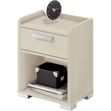 MUEBLES PITARCH Bedside Table with Drawer, Progressive Closure, Aluminium Handle and One Bottom Cutout, 54 x 41 x 31 cm (H x W x D), Pine Colour