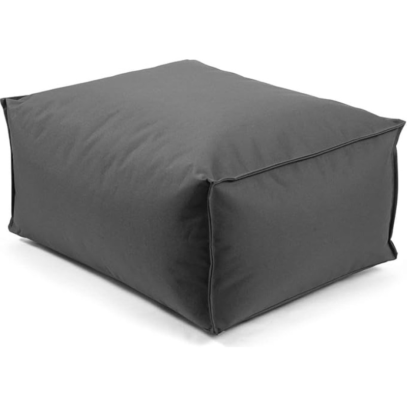 mokebo® Outdoor Pouf or Stool 60 x 45 cm for Balcony and Garden 'The Resting Pensioner' Square Floor Cushion, Cube, Footstool and Side Table with EPS Beads Filling, Anthracite