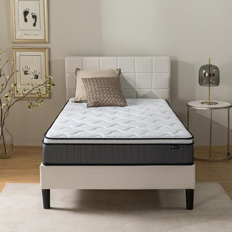 Zinus Pocket Sprung Mattress, Polyester, White, 80 x 190 cm