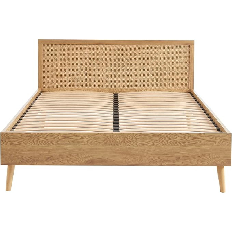 BAÏTA INES Rattan Double Bed 140 x 190 cm Slatted Frame Including