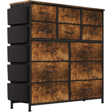 GarveeMore Chest of Drawers Metal Frame Chest of Drawers with 12 Drawers Fabric Storage Furniture with Wooden Top Chest of Drawers for Bedroom Living Room Hallway 99 x 30 x 110 cm Brown