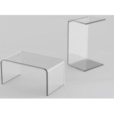 MESAILUP Acryl-Beistelltisch, 61 x 38,1 x 38,1 x 1,9 cm (L x B x H) x 1,9 cm dick, C-Form, transparent, modern, dekorativer Beistelltisch, Mehrzweck-Couchtisch für Wohnzimmer, Schlafzimmer und Büro (1