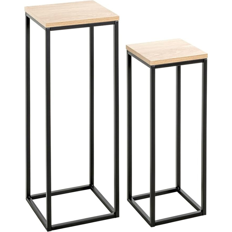 HAKU Möbel Flower Column Set of 2 Oak Black (Natural Oak MDF) Metal Dimensions W 19 x D 19 x H 54 cm W 23 x D 23 x H 67 cm Style: Modern