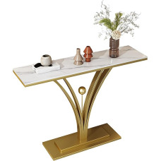 ZXDRYBHD Console Table, Modern Console Table, Sofa Accent Table, with Marble Top, High Temperature Resistance, Easy Assembly (Gold, XXL)