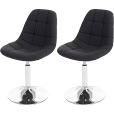 Mendler Set of 2 Dining Room Chairs HWC-A60 Swivel Chair Chrome Textile Dark Grey