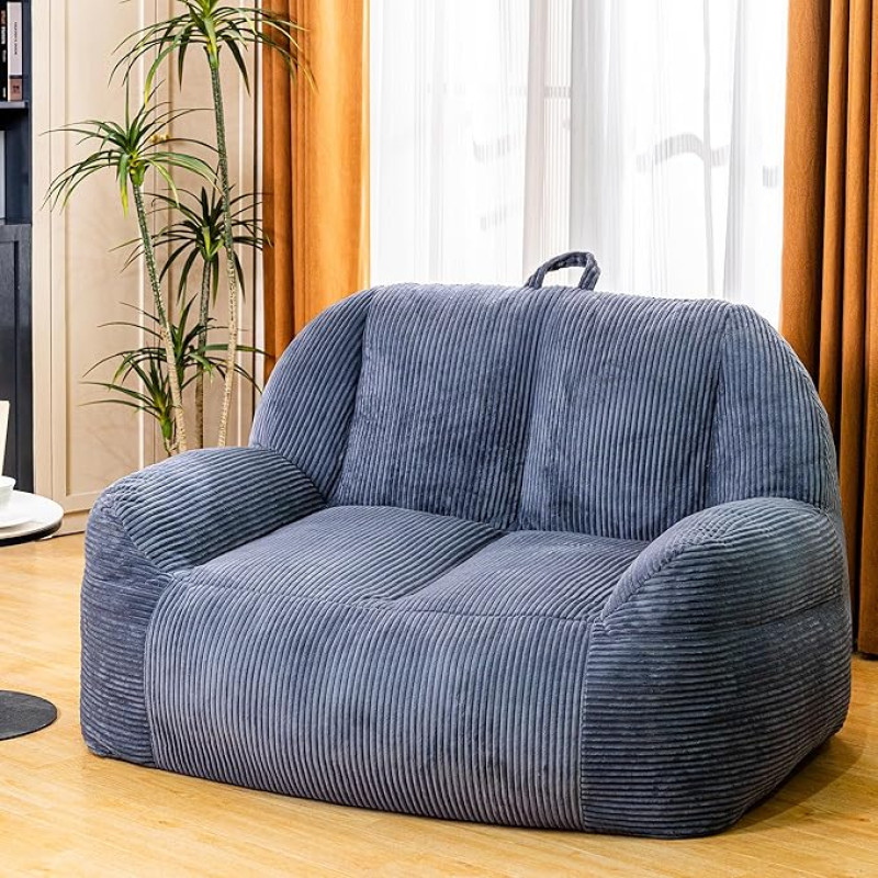 Stmoze Riesiger Sitzsack-Stuhl, Kunstpelz Sitzsack Stuhl für Erwachsene, Flauschiger und Bequemer Sitzsack-Stuhl mit Füllstoff, Big Bean Bag Sofa Stuhl zum Lesen, Spielen, Gefüllter
