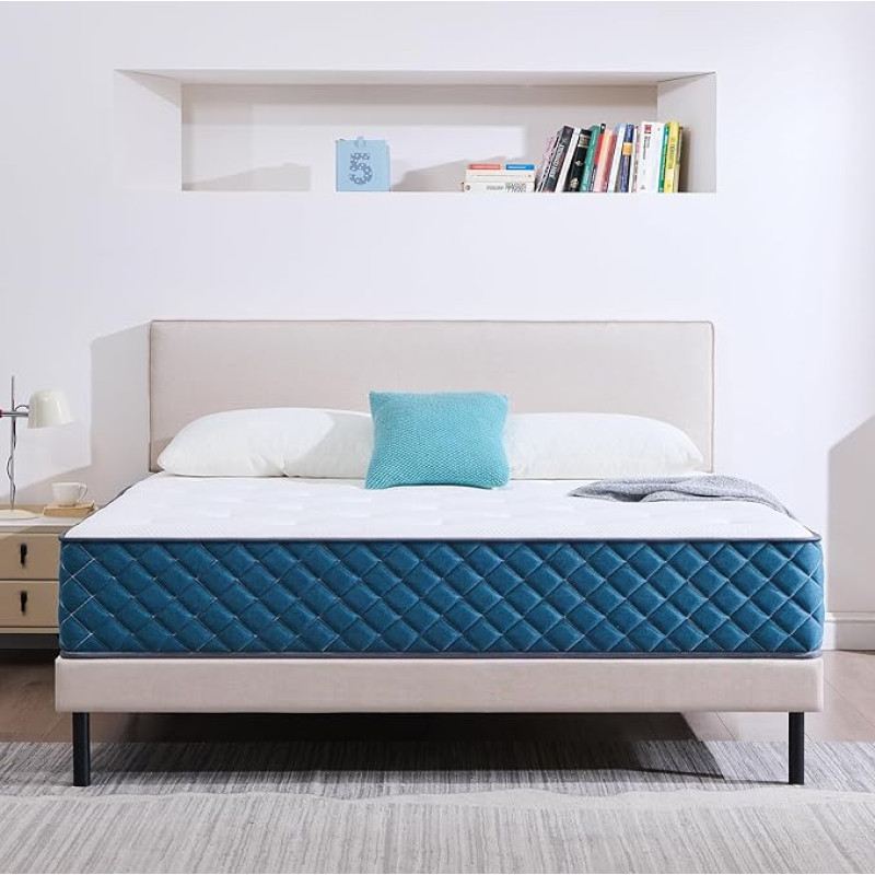 Hiimgo Mattress 140 x 190 x 22 cm, Independent Pocket Spring Mattress and Memory Foam, Medium Hardness, Durable, Perfect Support, Breathable (140 x 190 x 22 cm)