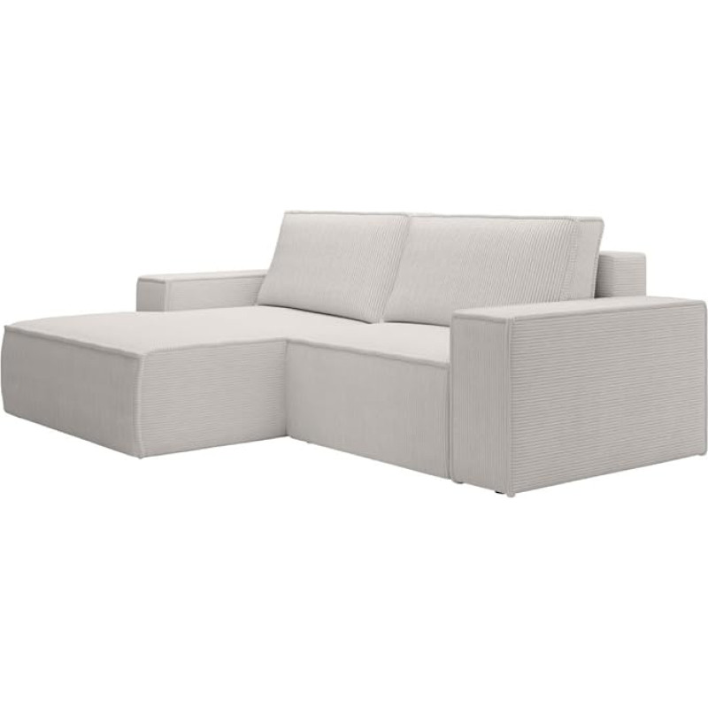 Vente-unique - Small Corner Sofa with Sleep Function - Corner Left - Cord - Beige - Amelia