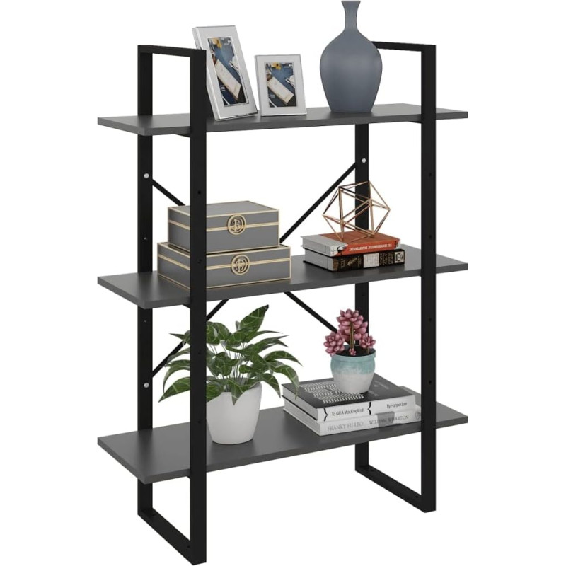 Shelves Display Cabinet Standing Shelf Bookcase Storage Shelf Grey 80 x 30 x 105 cm Chipboard Bedroom Living Room Office Simple Design