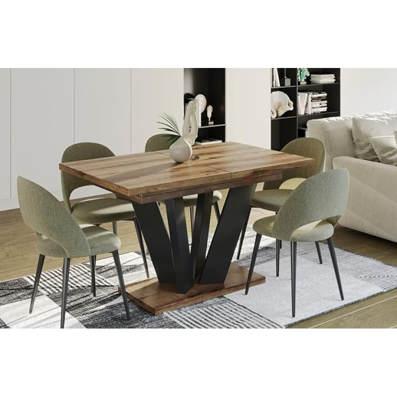 Endo-Moebel Alex Dining Table 130 cm to 210 cm Expandable Column Table Kitchen Table Elegant (Monastery Oak)