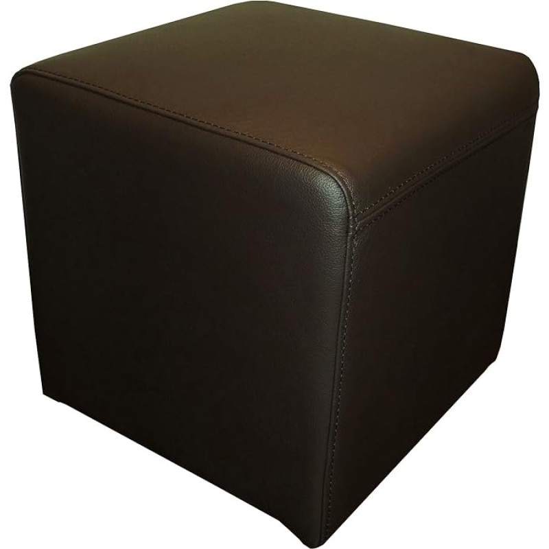 Quattro Meble Dark Brown Real Leather Stool 40 x 40 x 40 cm Cowhide Seat Cube Footstool Upholstered Stool Real Leather Puff