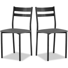 ASTIMESA Metal Open Back Kitchen Chair Faux Leather Iron Graphite Grey 38cm x 45cm x 40cm