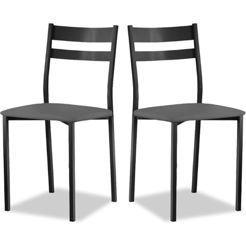 ASTIMESA Metal Open Back Kitchen Chair Faux Leather Iron Graphite Grey 38cm x 45cm x 40cm