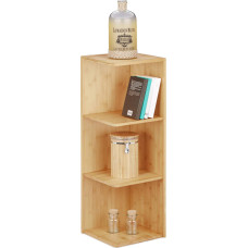 Relaxdays Bamboo Corner Shelf, 3 Shelves, HxWxD: 85.5 x 29 x 29 cm, Bookcase, Kitchen Storage Unit, Natural Brown, 29 x 29 x 85.5 cm