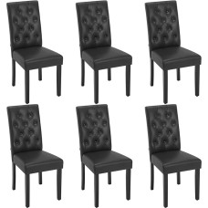 WOLTU Dining Room Chairs Set of 6 Kitchen Chairs High Back Upholstered Chair Living Room Chair Padded Chair Faux Leather Cover Wooden Legs for Dining Room & Kitchen Black EZS20sz-6