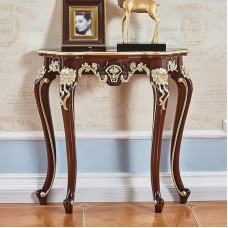 Holz Living Zimmer Konsolentisch,Eintrag Akzent Tisch,Scharrow Side Tisch,Moderne Konsole Sofa Tisch,Behind Couch Tisch,für Hallway, Foyer, Eingang(Walnut+Gold,110cm/43.3in)