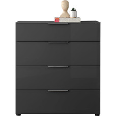 Stella Trading Santorin Chest of Drawers Anthracite with Glass Front, Cabinet Body in Anthracite with Glass Top Shelf and Drawers for Your Living Area – 90 x 99 x 40 cm (W x H x D)