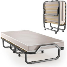 GOPLUS Single Folding Bed 90 x 200 cm, Folding Bed for Adults with Memory Foam Mattress 10 cm, Orthopaedic, Load 130 kg, Folding Bed for 1 Person for Guests and Othopedic (White)