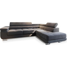 Masseno Selva R-S Corner Sofa with Sleep Function L-Shape, Sofa with Bed Box, Living Room Sofa, Couch, Soffa, Sofa Bed, Couch Set, Grey, Monolith 85