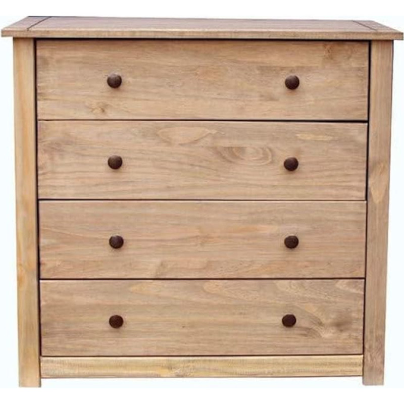 Home Discount Panama Storage Chest 4 Drawers Oak Natural Wax Finish Solid Bedroom Furniture Beige