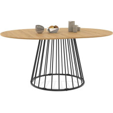 IDMarket - Yuna Round Extendable Dining Table for 6-8 People Wooden Top and Metal Base Black 110-150cm
