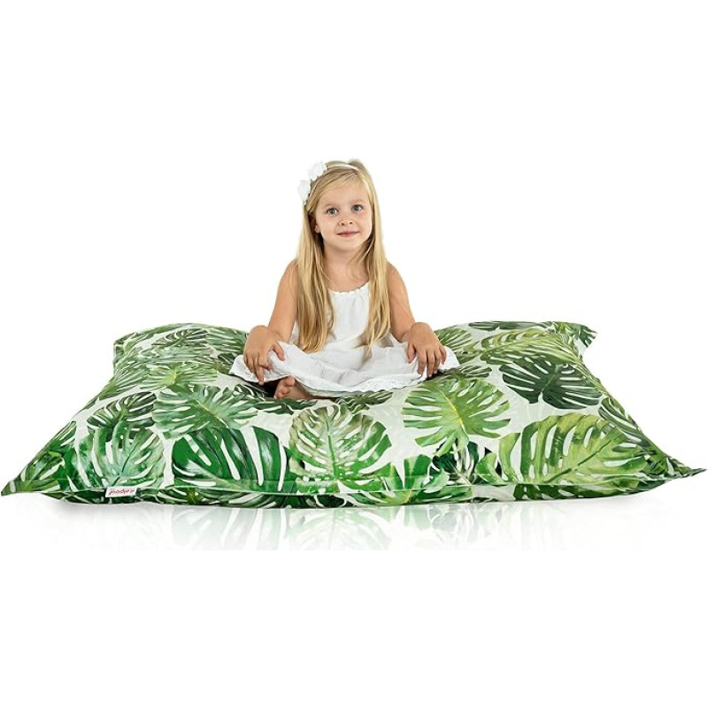 Italpouf Giant Bean Bag XL Bean Bag Seat Cushion Indoor Bean Bag Chair for Children EPS Beads Filling, Removable Cover, Machine Washable, Jungle, 135 x 98 cm