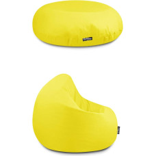 BuBiBag Beanbag Seat Cushion for Children and Adults, Floor Cushion in 32 Colours and 3 Sizes, Bean Bag for Indoor Outdoor, Water and Dirt-Repellent Material (Yellow-Adult XXL)