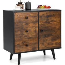 KOMFOTTEU Kitchen Chest of Drawers Sideboard, Side Cabinet with 3 Drawers & 2 Compartments with Door, Freestanding Kitchen Cabinet with Adjustable Shelf, Storage Cabinet 73 x 40 x 76.5 cm, Industrial