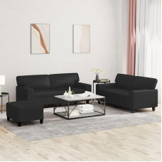 Homgoday Sofa-Set, 3-teilig, Kunstleder, Schwarz