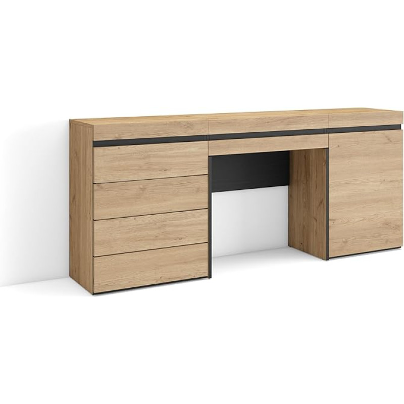 Skraut Home Dressing Table with Storage Space 177 x 75 x 35 cm with Drawer Chest of Drawers Modern Style Oak