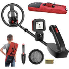 DR.ÖTEK laste metalliotsija, väike, IP68 veekindel spiraal, 60 cm - 75 cm, reguleeritav vars, LCD ekraan, akustiline alarm, kerge, lisatarvikud labidas, sõel, kott, laste metalliotsija komplekt.