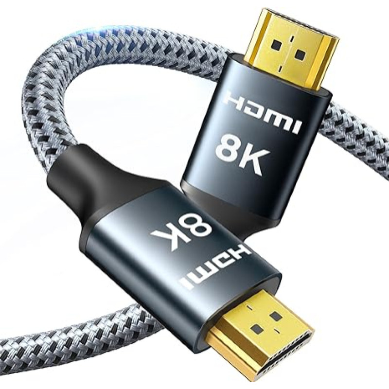 ARISKEEN 8K HDMI 2.1 kaabel 7,5 m, 48 Gbps kiire nailonist punutud HDMI kaabel, toetab 8K@60HZ, 4K @ 120Hz, ühildub PS5/4 TV monitor, Blu-ray Soundbar, DVD, sülearvuti