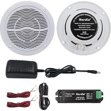 Herdio 6,5-tolline 120-vattine Bluetooth-kõlar, veekindel sisseehitatud kõlar, sisseehitatud heli, sobib ideaalselt sise- ja välitingimustesse, magamistuppa, kodukino, kaetud verandale (valge)