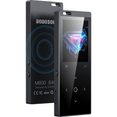 64GB MP3 mängija Bluetooth - DODOSOUL MP3 mängija koos kõrvaklappidega FM raadio helisalvesti Mini Design HiFi Sound E-raamatute lugeja Fotoalbum Ideaalne sportimiseks