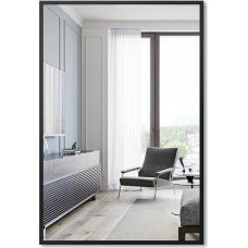 WOWINNE Wall Mirror Black 50 x 70 cm Rectangular Wall Mirror Horizontal or Vertical Hanging in Bedroom, Bathroom or Living Room