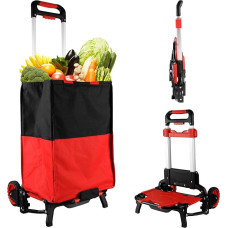 APOXCON Foldable Shopping Cart with Removable Waterproof Bag and Bungee Rope, Heavy Duty Push Cart with Mute Wheels, Portable Hand Truck for Shopping, Grocery, Travel and Office