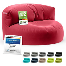 Green Bean Sofa Bean Bag with Filling Material - Lounge Bean Bag Design 90 x 50 cm with Ergonomic Backrest and Washable Cover - Suitable for Indoor and Outdoor Use in Red