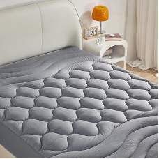 Mattress Topper 3-Zone Design Breathable Protection Mattress Protector Washable Mattress Topper, Deep Pocket for Students (140 x 200 x 38 cm, Grey)