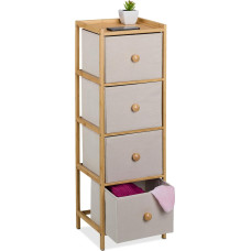 Relaxdays Chest of Drawers H94 x H31 x D30 cm 4 Fabric Drawers Hallway Bedroom Narrow Drawer Cabinet Beige/Natural