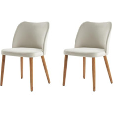 HULALA HOME Set of 2 Dining Room Chairs, Dressing Table Chairs, Comfortable Kitchen Chairs with Wooden Legs for Living Room, Bedroom and Dining Room, White