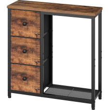 YATINEY Console Table, Narrow Entrance Table, Hallway Table, Sofa Table with 3 Fabric Drawers, 2 Shelves, Industrial Design, for Hallway, Living Room, Entryway, Vintage Brown and Black XCT13BR