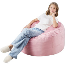 VEVOR Round Bean Bag Seat Cushion Bean Bag Gaming (89 x 89 x 56 cm) with Removable & Washable Cover, 25D Memory Foam Filled with Dutch Velvet, Bean Bag for Bedroom, Playroom, Pink
