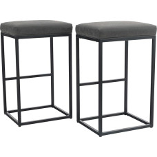 PHIVILLA Set of 2 Bar Stools with Footrest, Kitchen Chairs, PU Leather, Backless Stool, Counter Stool, Bistro Stool, for Indoor, Outdoor, Dining Room, Home Bar, Coffee Chairs, Large (Grey)