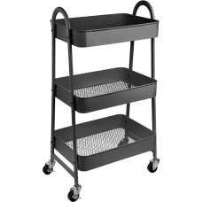 ONVAYA® Serving Trolley | Side Trolley | Dark Grey | White | Mint | Blue | 30.5 x 45 x 77 cm | 3 Compartments | Multifunctional Trolley | Transport Trolley | Multi-Purpose Trolley | Kitchen Trolley | Recess Shelf