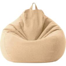XIXIMAON Bean Bag Cover without Filling, Bean Bag Covers, Removable Bean Bag Cover, Plain Indoor Bean Bag Cover with Zip for Children and Teenagers and Adults (Khaki, M)