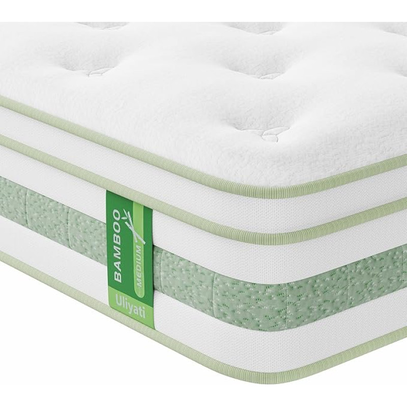 Uliyati Mattress 90 x 200 cm, 25 cm Height Pocket Spring Mattress, Oeko-Tex Certified, Orthopaedic Spring Mattress, Ergonomic Rolled Mattress H3 Medium Firm