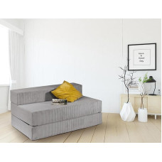 Traumnacht Sofa Bed with Cover Made of Grey Corduroy Fabric, Removable Cover, Washable, Lying Surface 140 x 200 cm, Produced According to German Quality Standard