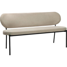 byLIVING Jersey Bench, Woven Fabric, Taupe, Metal Frame, Black with Backrest, Kitchen Bench, Dining Room Bench, Upholstered Bench, W 160, H 82, D 62 cm